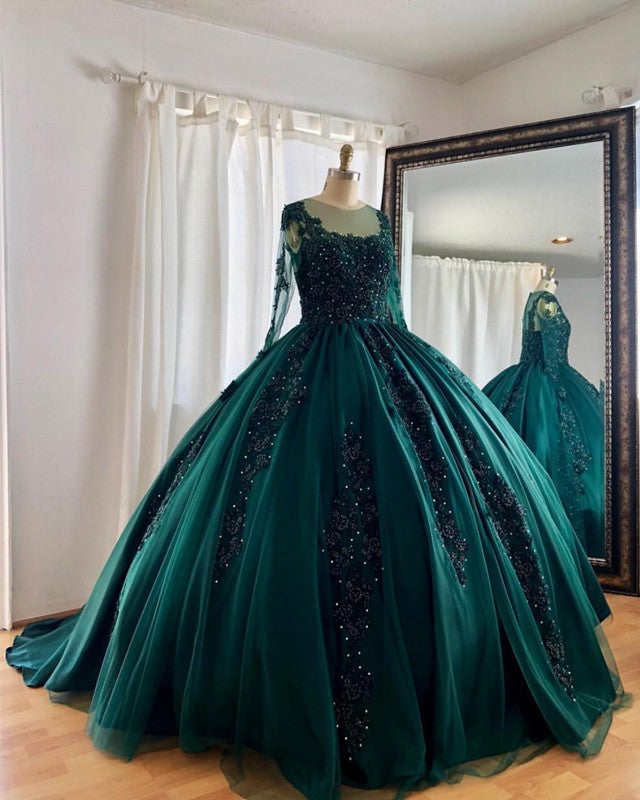 Long Sleeves Ball Gown Quinceanera Dresses Lace Appliques Long Sleeves Ball Gown Quinceanera Dresses Lace Appliques