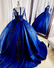 Load image into Gallery viewer, Long Sleeves Ball Gown Quinceanera Dresses Lace Appliques
