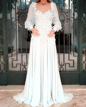 Load image into Gallery viewer, Long Sleeves Chiffon Evening Dress With Butterfly
