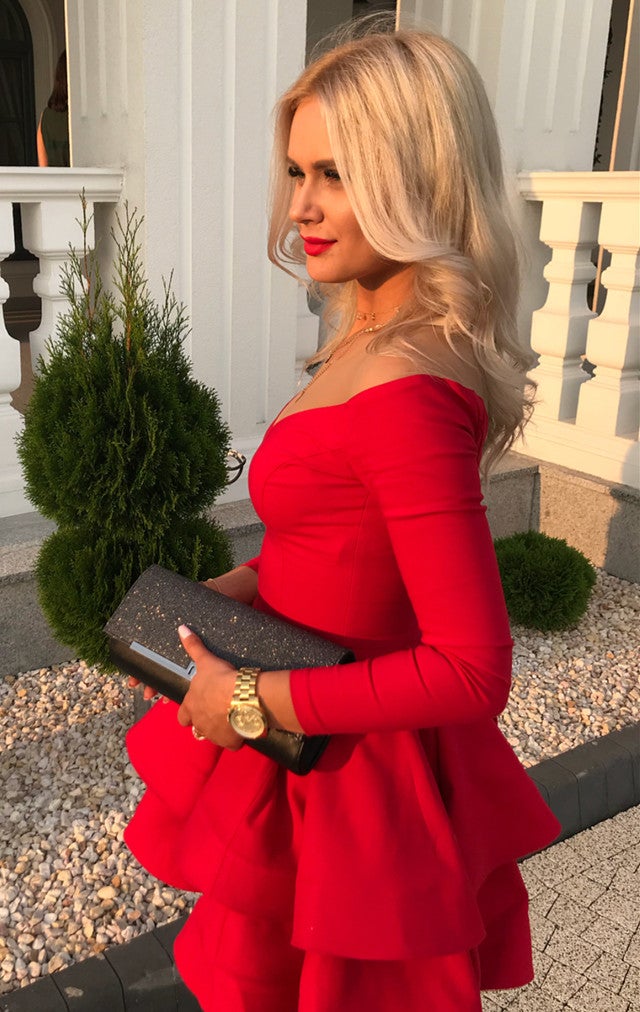Long Sleeves Homecoming Dresses Ruffles Satin Cocktail Dress Long Sleeves Homecoming Dresses Ruffles Satin Cocktail Dress