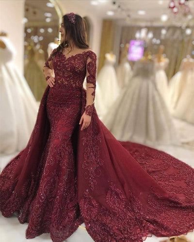 Burgundy Mermaid Evening Dress