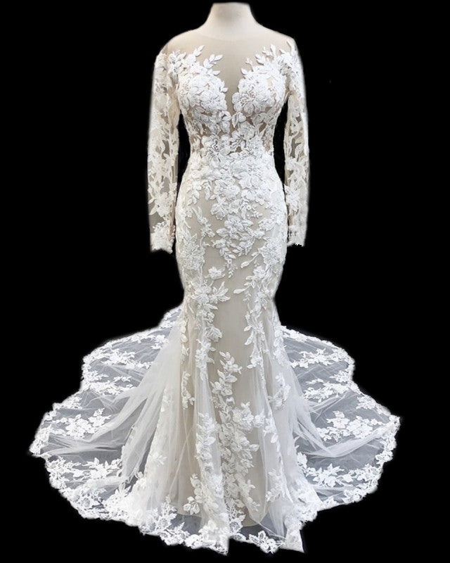 Long Sleeves Mermaid Lace Wedding Dress