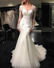 Load image into Gallery viewer, Long Sleeves Mermaid Wedding Dresses Vintage
