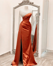 Load image into Gallery viewer, Mermaid Orange Prom Dresses Long Sleeve
