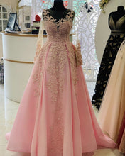 Load image into Gallery viewer, Pink Prom Gowns Long Sleeves
