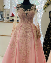 Load image into Gallery viewer, Pink Prom Dresses Long Sleeves
