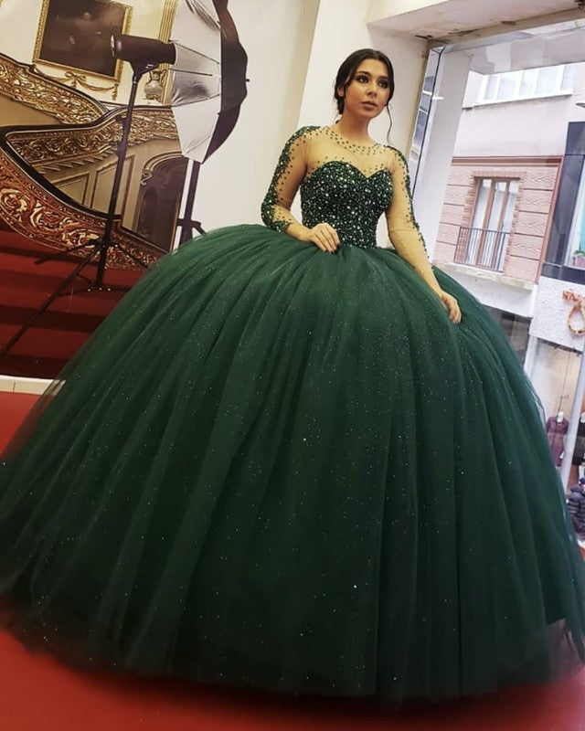Long Sleeves Quinceanera Dresses Beaded Ball Gown Long Sleeves Quinceanera Dresses Beaded Ball Gown