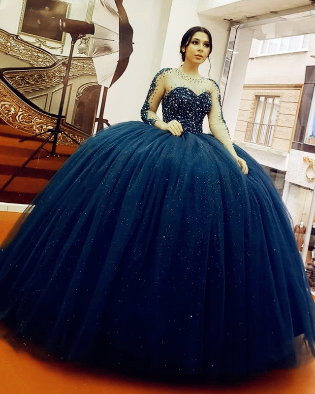Long Sleeves Quinceanera Dresses Beaded Ball Gown alinanova Long Sleeves Quinceanera Dresses Beaded Ball Gown alinanova