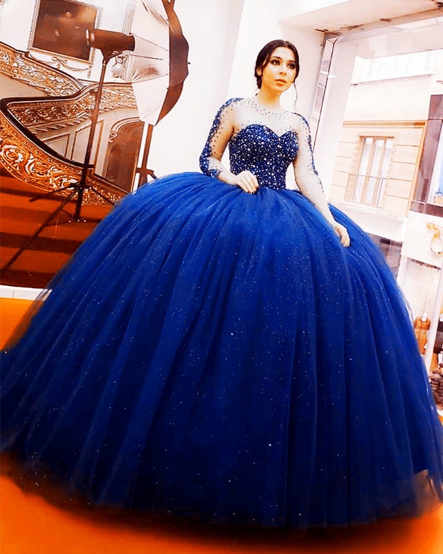 Royal Blue Quinceanera Dresses Long Sleeves