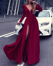 Load image into Gallery viewer, alinanova long sleeves evening dresses 7043 burgundy
