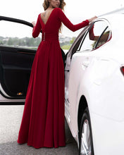 Load image into Gallery viewer, alinanova long sleeves prom dresses 7043 burgundy
