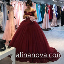 Load image into Gallery viewer, dark-red-wedding-dresses
