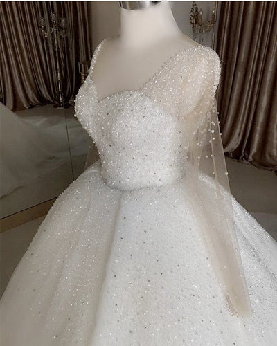 Couture Wedding Dress V Neck Beaded