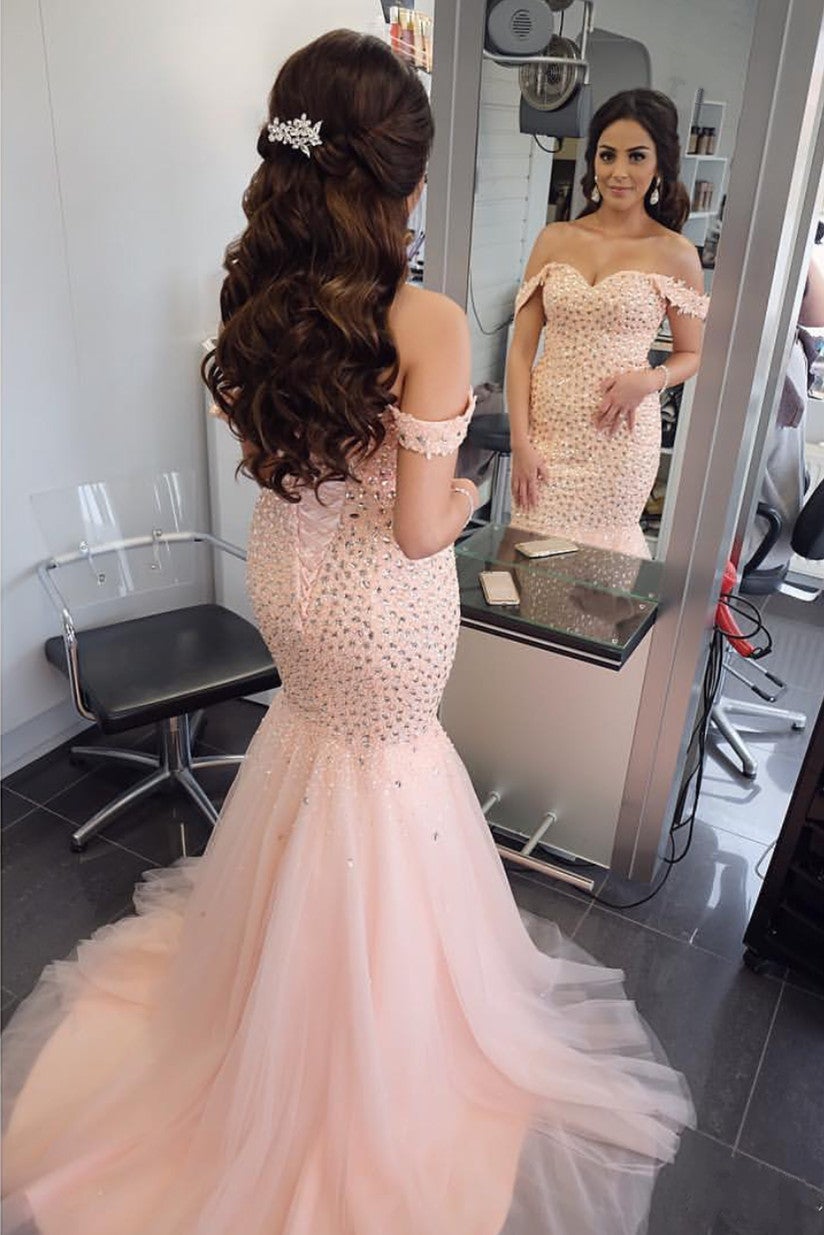 Luxurious Mermaid Beaded Off Shoulder Dress Luxurious Mermaid Beaded Off Shoulder Dress