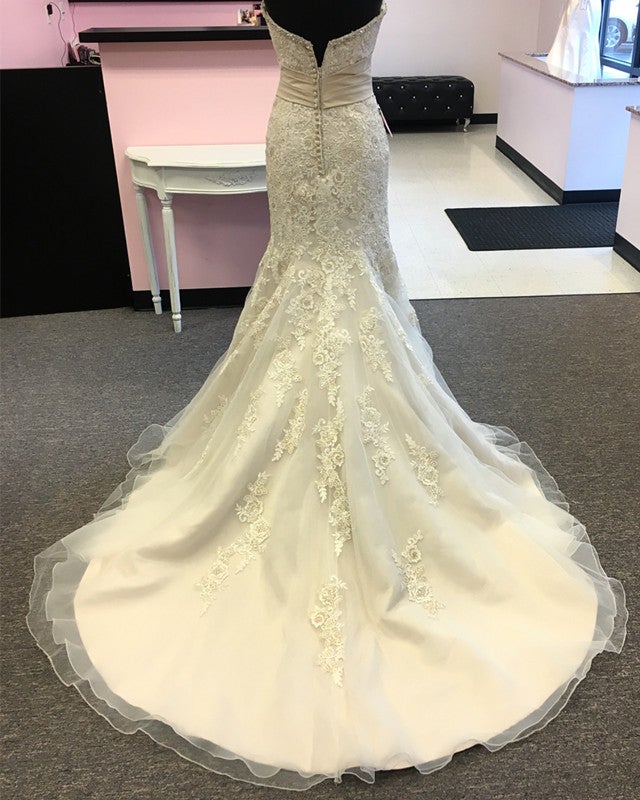 mermaid court train wedding dress Luxurious Beaded Sweetheart Mermaid Court Train Wedding Dresses Lace Embroidery