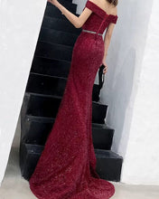 Load image into Gallery viewer, Burgundy Sequin Mermaid Gowns
