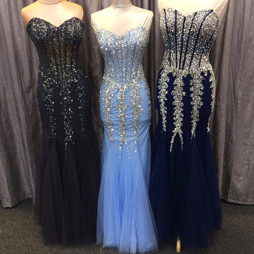 Luxury Sequins Beading Corset Sweetheart Mermaid Evening Gowns-alinanova