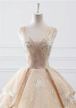 Load image into Gallery viewer, Luxury Wedding Dress Sequin V Neck Ball Gown
