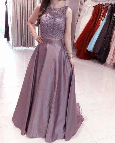 Mauve Prom Dresses Two Piece