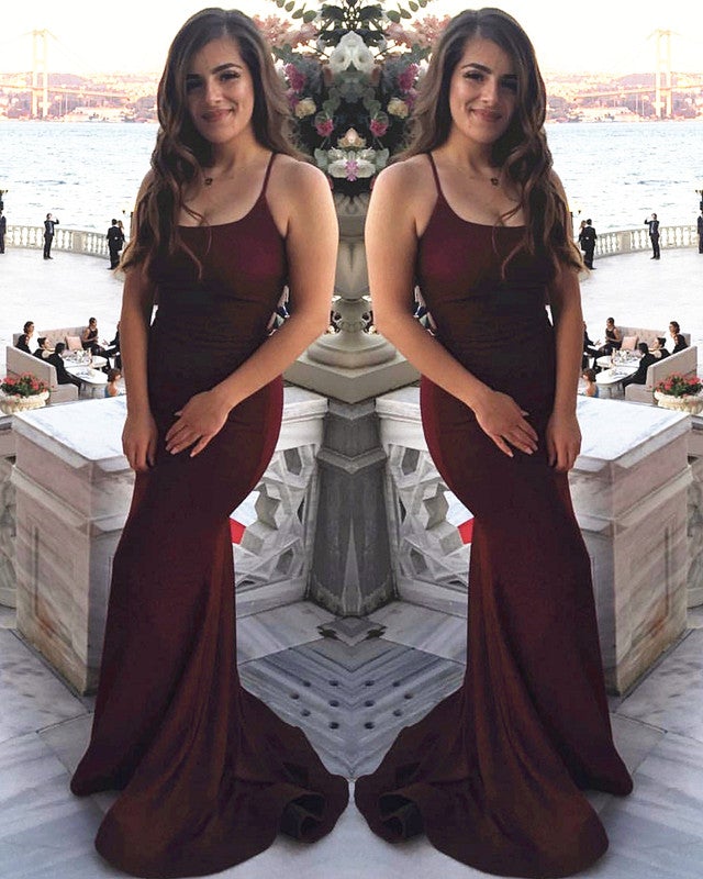 Burgundy Mermaid Prom Dresses Sparkly
