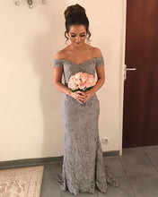 Load image into Gallery viewer, Gray Mermaid Lace Prom Dress
