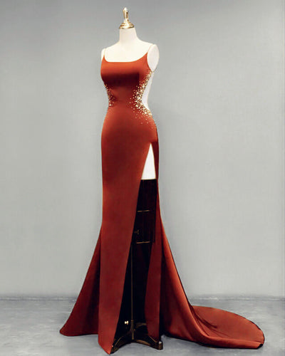 Mermaid Burnt Orange Prom Dress