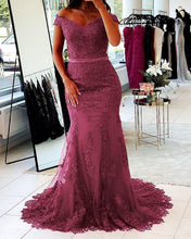 Load image into Gallery viewer, Mermaid Lace Off The Shoulder Prom Evening Dresses
