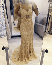 Load image into Gallery viewer, Champagne Prom Dresses Mermaid Lace

