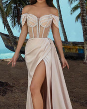 Load image into Gallery viewer, Mermaid Corset Off The Shoulder Split Dress
