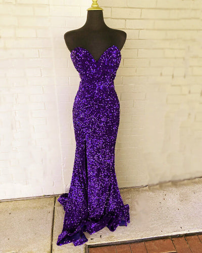 Purple Sequin Prom Dresses