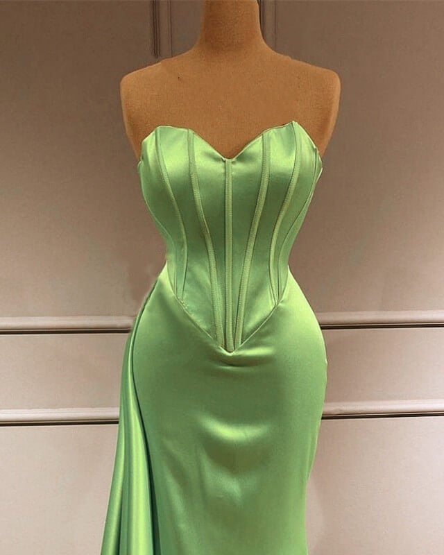 Mermaid Sage Green Corset Satin Prom Dresses Mermaid Sage Green Corset Satin Prom Dresses