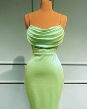 Load image into Gallery viewer, Mermaid Sage Green Spandex Dresses Cowl Neck
