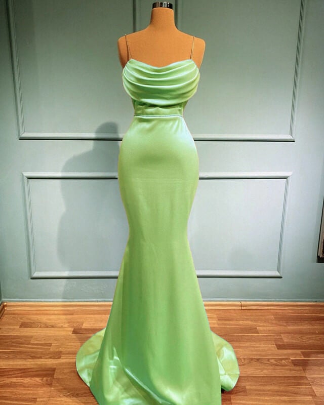 Mermaid Sage Green Spandex Dresses Cowl Neck – alinanova