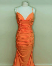 Load image into Gallery viewer, Sexy Mermaid Orange Satin Prom Dresses

