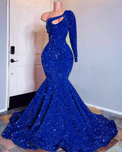 Load image into Gallery viewer, Mermaid Sequin One Shoulder Prom Dresses-alinanova
