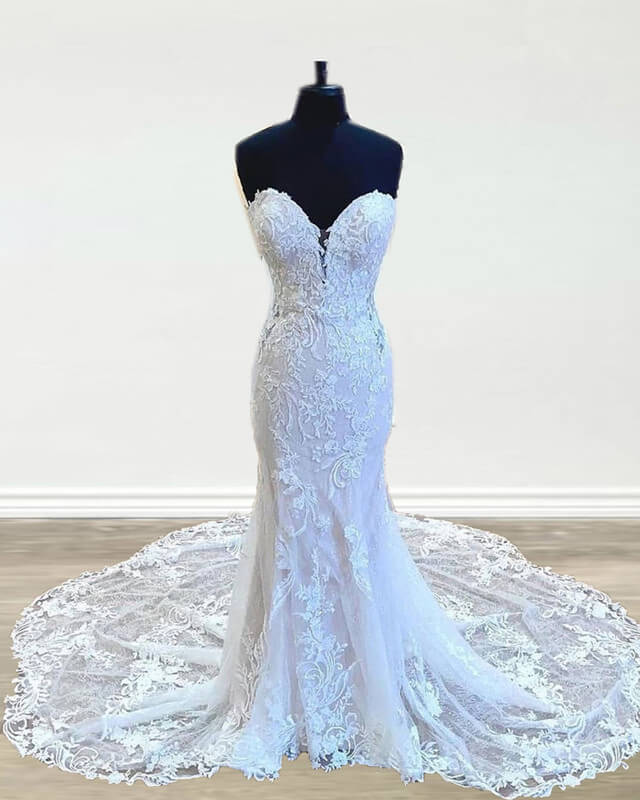 Mermaid Strapless Lace Wedding Dress