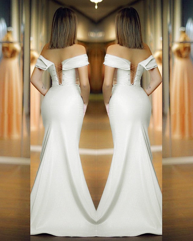 Mermaid Wedding Dress Off Shoulder Leg Slit