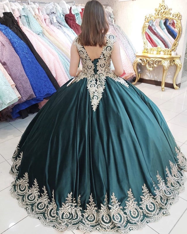 Mexican Themed Quinceanera Dresses Ball Gown Gold Lace