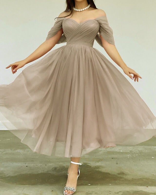 Tulle midi dress wedding guest 2025