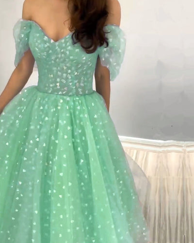 Mint Green Heart Dress-alinanova