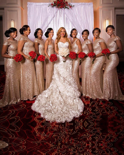 Sequin Bridesmaid Dresses Rose Gold