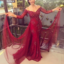 Load image into Gallery viewer, Modest 3/4 Sleeves Lace Mermaid Evening Gowns-alinanova
