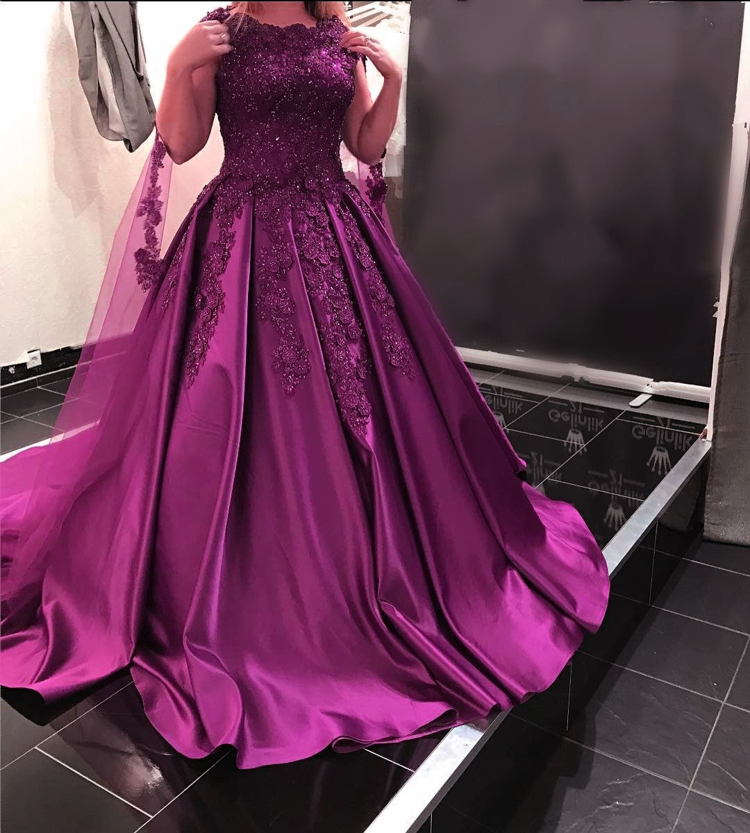 burgundy satin dress with sleeves Modest Burgundy Satin V-neck Dress With Sequin Sleeves Lisposa
