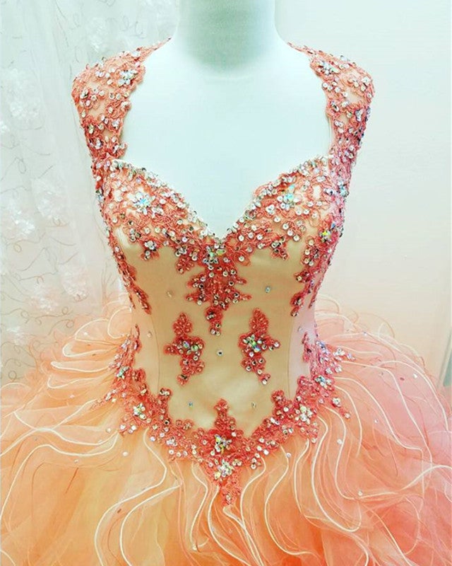 Coral Pink Quinceanera Coral And Gold Quinceanera Dresses Modest Cap Sleeves Organza Ruffles Ball Gowns Quinceanera Dresses Coral Pink Quinceanera Coral And Gold Quinceanera Dresses Modest Cap Sleeves Organza Ruffles Ball Gowns Quinceanera Dresses