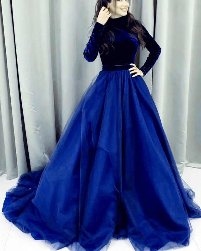 sachin and babi light blue dress Modest Green Prom Dresses Long Sleeve Ball Gown