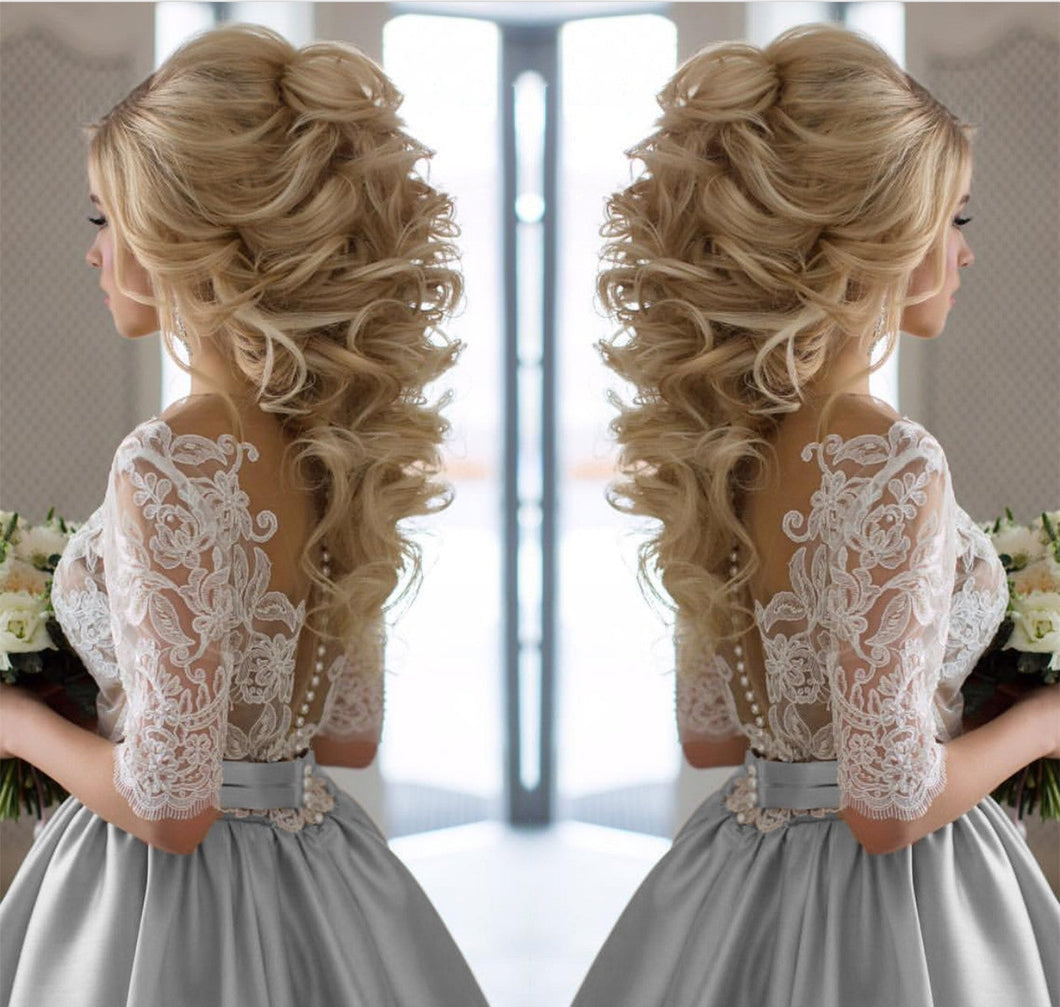 Silver Wedding Dresses With Satin