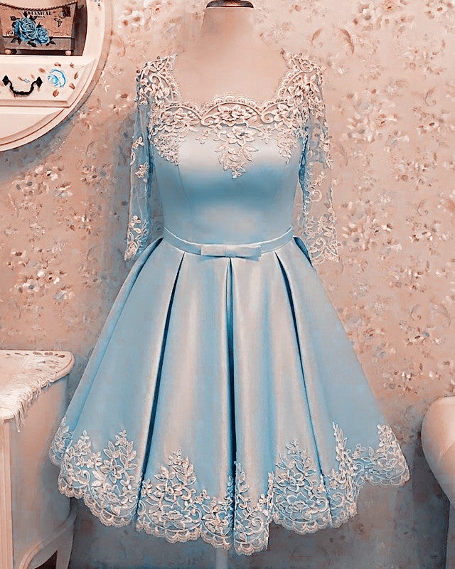 Modest Homecoming Dresses Lace 3/4 Sleeves Modest Homecoming Dresses Lace 3/4 Sleeves