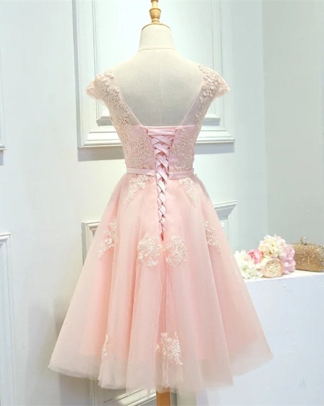 Modest Homecoming Dresses With Lace Cap Sleeves – alinanova