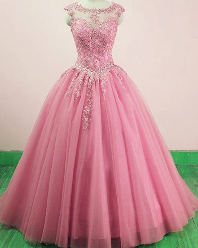 Modest Quinceanera Dresses Tulle Ball Gown Lace Appliques – alinanova