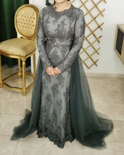 Load image into Gallery viewer, Modest Silver Prom Dresses
